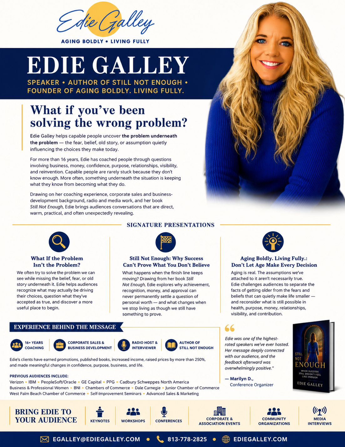 a clean professional branded one page speaker on 1
